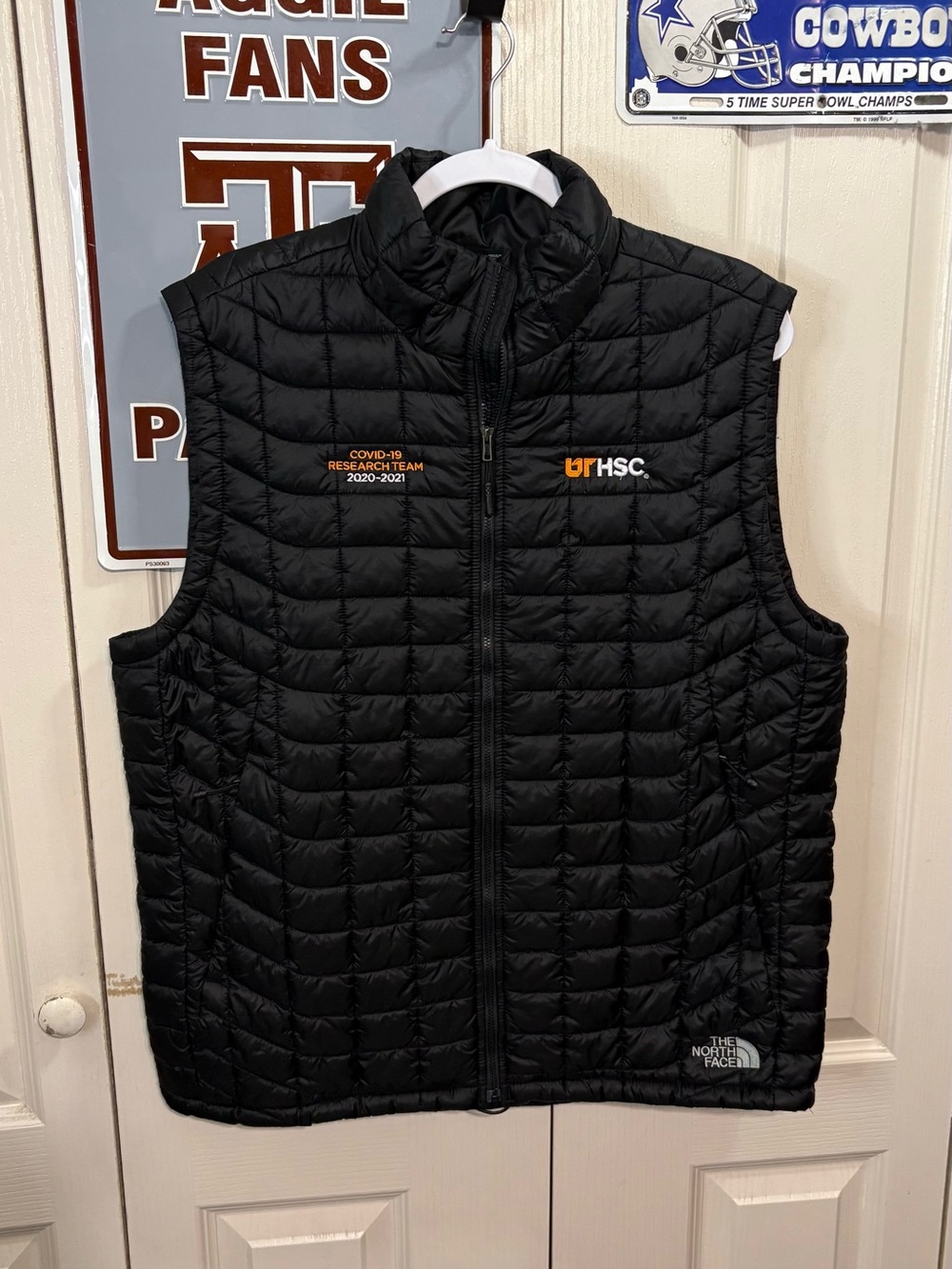 The North Face Black Quilted Puffer Vest with UT HSC Embroidery